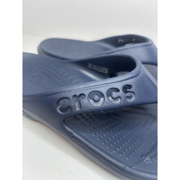Crocs Iconic Comfort Navy Blue Flip Flop Thong Sandals Womens Open Toe - Picture 8 of 9